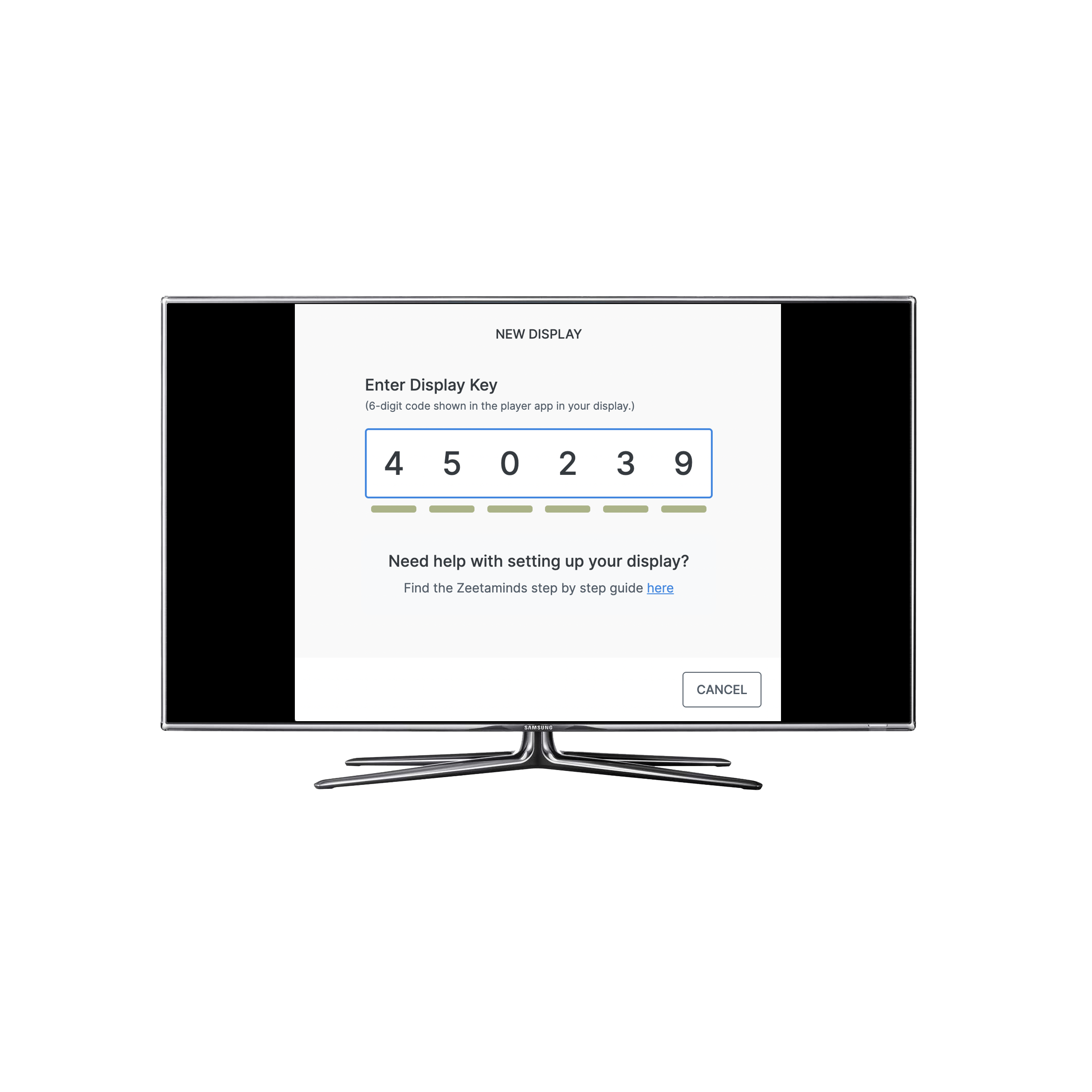 Screen showing live content